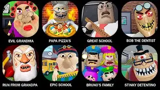 ROBLOX:ESCAPE EVIL GRANDMA! (FIRST PERSON OBBY),PAPA PIZZA'S PIZZERIA! (OBBY),GREAT SCHOOL...#roblox