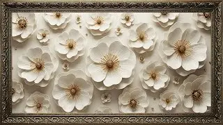 Elegant Ivory & Gold Floral Wall Art | Frame TV Art 4K | Luxury Display Screensaver