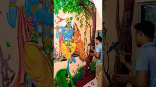 Wall painting Radhakrishna new design #shorts #trending #painting