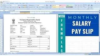 How To Create Salary Slip in Microsoft Excel | With formula | Pay Slip in MS excel | Excel Formulas