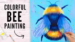 How to Paint a Bee in Acrylics, Colorful Bumble Bee Painting Tutorial
