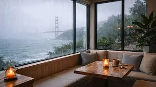 Rainy San Francisco Coffee Shop Ambience | 1 Hour Cozy Cafe Sounds