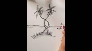 Easy Drawing l Creative Palm Tree island....