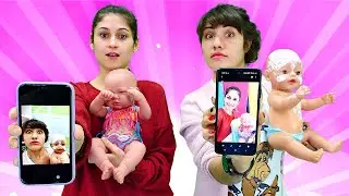 Çocuk videosu. Ümit görüntülü konuşurken bebek yıkıyor! Bebek bakma