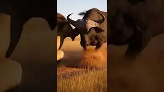 들소 돌진 😱 | Buffalo charges the lion epic battle in the wild #safari #predator #nature