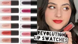 REVOLUTION MATTE BOMB LIQUID LIPSTICK LIP SWATCHES & REVIEW