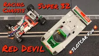 Slot Car Racing Chassis RED DEVIL super 32 - closer look and test race