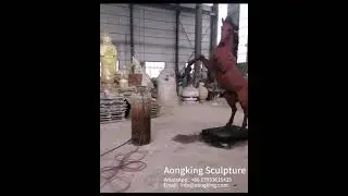 bronze 2 legs horse statue