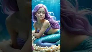 🌸Dreamy Mermaid Resting on a Bed of Pearls🌸 🧜&zwj;♀️✨🐚#Mermaid #OceanMagic #FantasyArt #Pearls