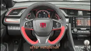 MEWANT--- for Honda Civic Type R (X/10) 2017-2021 Hand Stitch Car Steering Wheel Cover Installing