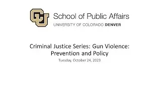 Criminal Justice Series - 10/24/23 - Gun Violence: Prevention and Policy