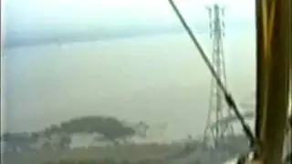 Microlight under the Severn Bridge UK 1989