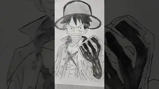 luffy anime drawing with shade #tranding #anime #art #luffy #art