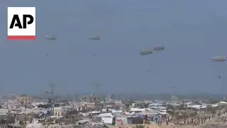 Aid drop over Khan Younis as Israel military continues operation against militants