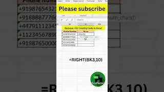 Remove +91 Country Code in Excel in Seconds 🔥 | Easy Excel Trick #removeplus91 #exceltricks #shorts