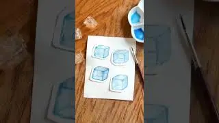 Ice cube 🧊 #Watercolor #howtopaint #art #arttutorial #timelapse #watercolorpainting