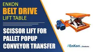 v1568 01 enkon best belt drive scissor lift table pallet popup conveyor transfer high duty cycle