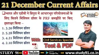 Daily Current Affairs 21 December 2020 in Hindi Test & PDF, Monthly Current Affairs Nitin Sir