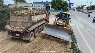 Best action Project Landfall Remove Pond by Truck 25T and Bulldozer Shanthui