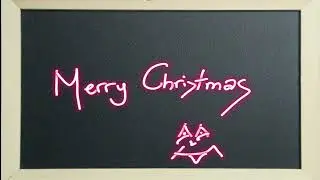 Merry Christmas - Pink Neon - Black Board - Background - Festive Effect - Happy Face