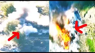 Ukrainian military forces destroyed russian military base and russian tanks with artillery strike