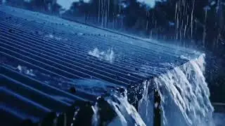 Night Rain ASMR by a Rural Road, Raindrops Drumming on Tin Roofs in the Quiet Dark Nighttime 0035