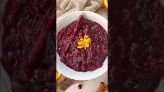 Homemade cranberry sauce with orange juice and cinnamon for thanksgiving and holiday dinners