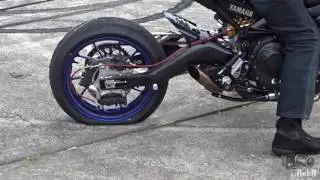Dave Mckenna Street Bike Stunt Rider - popping  a tyre - turbo MT09