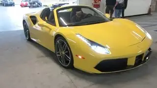 Yellow Ferrari 488 Spider (w/ engine start)