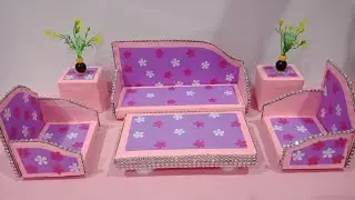 DIY sofa making from cardboard | How to make mini sofa from cardboard | Peppy crafts