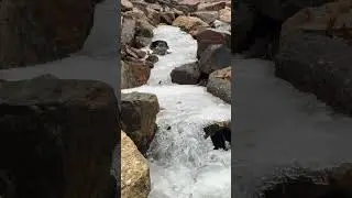 Waterfall during a recent warmup was melting. Water moving under the ice. #snowmelt #ice #hardscape