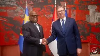 F&Eacute;LIX TSHISEKEDI LAISSE SES EMPREINTES AU SERBIE