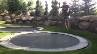 Kids jumping on Trampolines