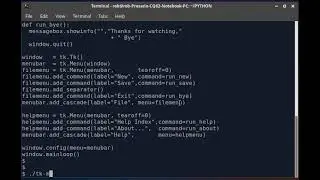 Python/tkinter menubar and menus