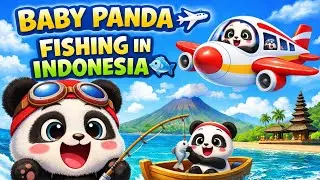 Baby Panda Airplane Flying to Indonesia ✈️ | Panda Fishing Adventure 🐟 | Kids Cartoon Video