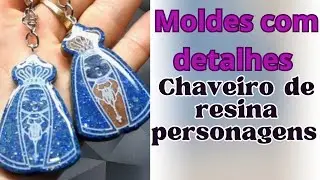 Chaveiro nossa senhora de resina epóxi. Como fazer resina em moldes cheio de detalhes.