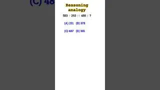 Reasoning clases | Analogy reasoning tricks, Reasoning practice set,RPF,NTPC,SSC CGL,CHSL,SSC GD,MTS