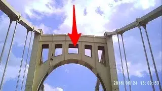 THE CLEMENTE BRIDGE GAME WITH NICK AND TED. (Throw it through the hole without hitting anyone)