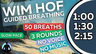 WIM HOF Guided Breathing | 50 Breaths 3 Rounds Slow Pace | Up to 2:15min | No Voice No Music