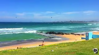 Corrimal Beach on the left, Towradgi Beach on the right from rock pool - Wollongong, NSW, Australia