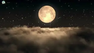 Beautiful Full Moon & Twinkling Stars at Night- Relaxing Peaceful Sleep Music, Healing Music