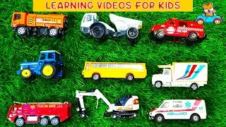 Best Toy Learning Video for Kids | Fire Truck, Dump Truck, Tractor, School Bus & Rescue Vehicles