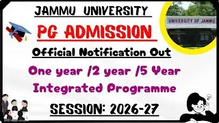 Jammu University PG Admission 2026-28 | Official Notification Out | #jammuunipgadmission 