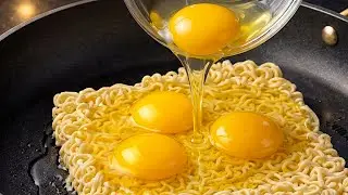 Schnelles Rezept! Ich koche es fast jeden Tag! Gie&szlig;en Sie Eier &uuml;ber Instantnudeln!
