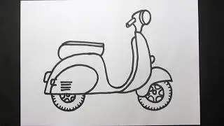 How to draw a Cute Scooter easy || Scooter drawing easy tutorial for kids