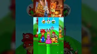 Judi and Nick react - Super Mario Challenge. Which one is your favorite? 🦊🐰🍄 #zootopia  #zootopia2
