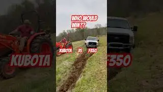Tractor gets stuck in the mud: F350 comes to help out #farmfriends