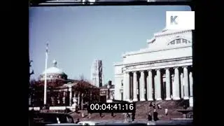 1940s, New York, Columbia University Buildings, 16mm