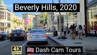 Driving Tour of Beverly Hills' Shopping Area 4K Dash Cam Tours 2020