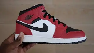 Jordan 1 Mid 'Chicago Black Toe' GS Unboxing/Review & On Feet (2020)